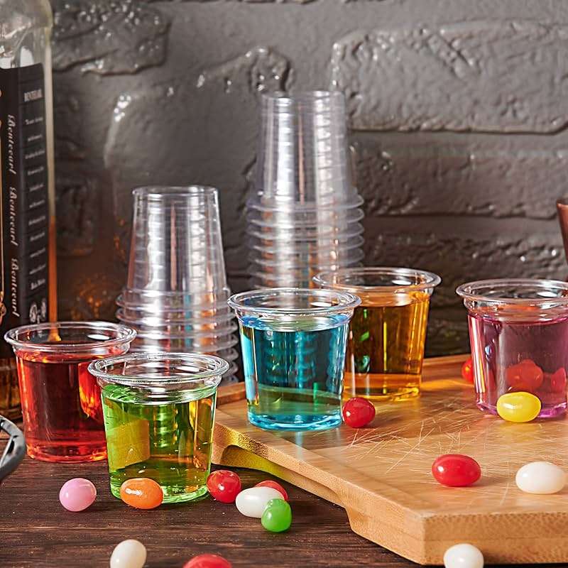 Lilymicky 500 PACK 1 oz Plastic Shot Glasses, 1 Ounce Clear Disposable Party Cups for Vodka, Whiskey, Tequila, Mini Plastic Containers for Sauce, and Sample Tasting - Image 5