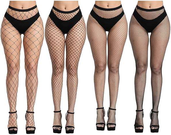CHRORINE 2/4/8 Pack Fishnet Stockings Women High Waist Tights 2/4 Styles Fishnet Tights Pantyhose - Image 1