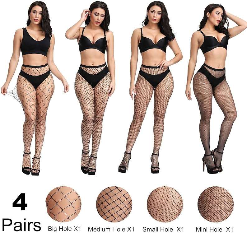 CHRORINE 2/4/8 Pack Fishnet Stockings Women High Waist Tights 2/4 Styles Fishnet Tights Pantyhose - Image 3