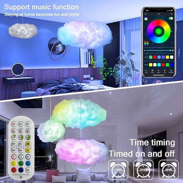 3D Big Cloud lightning Light Kit Music Sync Warm White Multicolor lightning Changing Strip Lights 360 Degree Wireless Remote APP NO DIY Coolest Decorations for Adults and Kids Indoor Home Bedroom - Image 3
