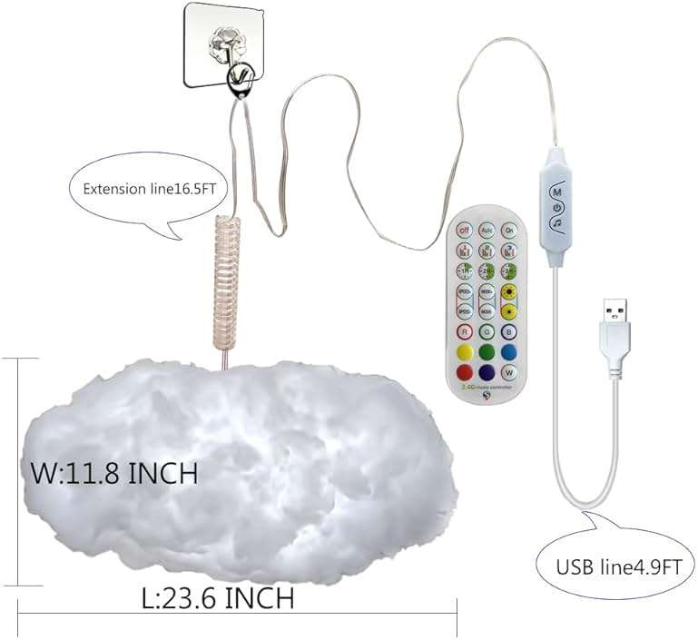 3D Big Cloud lightning Light Kit Music Sync Warm White Multicolor lightning Changing Strip Lights 360 Degree Wireless Remote APP NO DIY Coolest Decorations for Adults and Kids Indoor Home Bedroom - Image 5