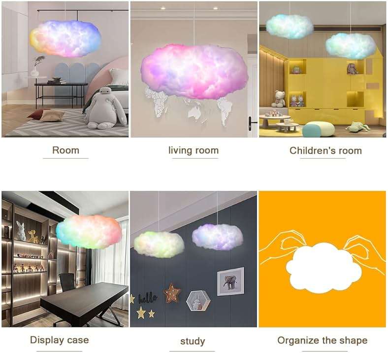 3D Big Cloud lightning Light Kit Music Sync Warm White Multicolor lightning Changing Strip Lights 360 Degree Wireless Remote APP NO DIY Coolest Decorations for Adults and Kids Indoor Home Bedroom - Image 7