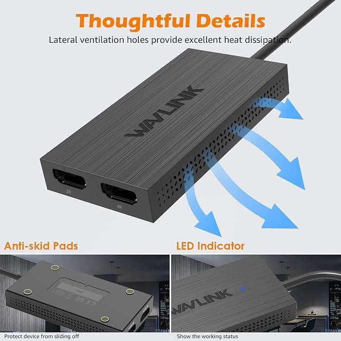 WAVLINK USB 3.0 or USB C to HDMI Adapter, HDMI Splitter for Dual Monitors, Universal Video Graphics for Thunderbolt 3/4, USB 4, Windows, Mac OS - Image 7