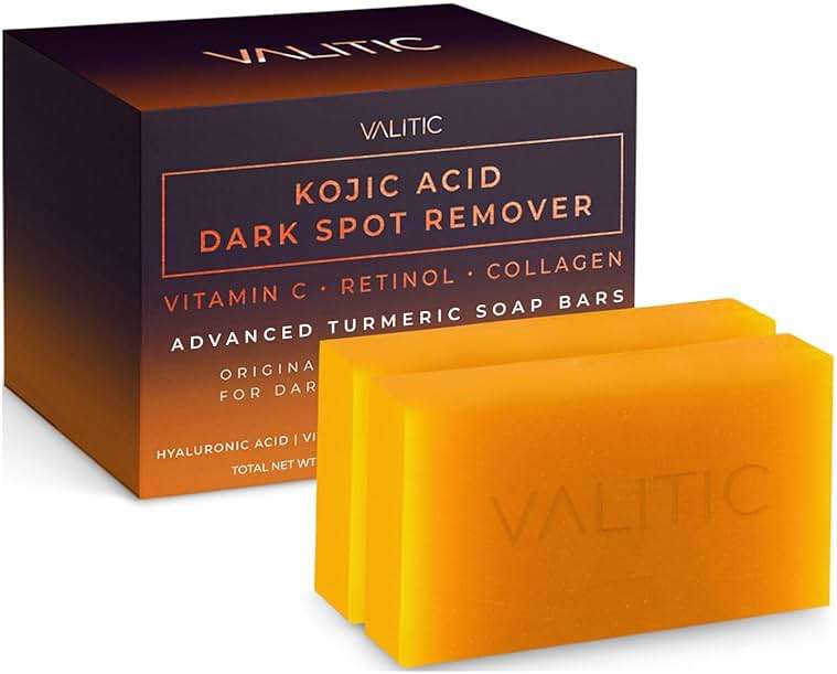 VALITIC Kojic Acid Dark Spot Remover Soap Bars with Vitamin C, Retinol, Collagen, Turmeric - Original Japanese Complex Infused with Hyaluronic Acid, Vitamin E, Shea Butter, Castile Olive Oil (2 Pack) - Image 1