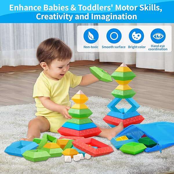 Hieoby Montessori Toys for Toddlers Boys Girls Preschool Learning Activities 30Pcs Building Blocks Stacking Educational Toys STEM Toddler Manipulatives Birthday Gifts Toddler Toys for 3 4 Year Old - Image 2