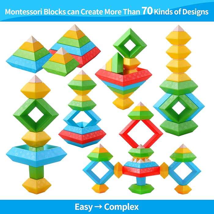 Hieoby Montessori Toys for Toddlers Boys Girls Preschool Learning Activities 30Pcs Building Blocks Stacking Educational Toys STEM Toddler Manipulatives Birthday Gifts Toddler Toys for 3 4 Year Old - Image 6