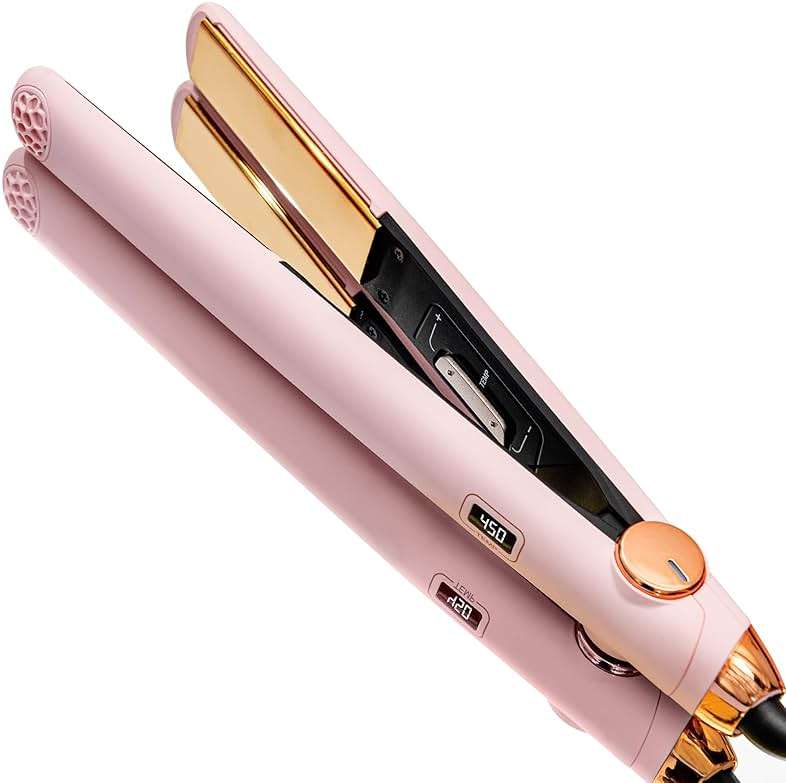TYMO Flat Iron Hair Straightener and Curler 2 in 1 with 10s Fast Heating, 1 Inch Professional Titanium Straightening Curling Iron with 32 Adjustable Temp and Automatic Shut Off - Image 1