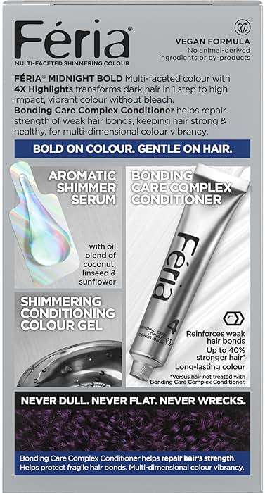 L’Oreal Paris Feria Midnight Bold Multi-Faceted Permanent Hair Dye, One-Step Hair Color Kit for Dark Hair, No Bleach Required, Violet Eclipse - Image 3