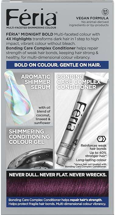 L’Oreal Paris Feria Midnight Bold Multi-Faceted Permanent Hair Dye, One-Step Hair Color Kit for Dark Hair, No Bleach Required, Orchid Glow - Image 3