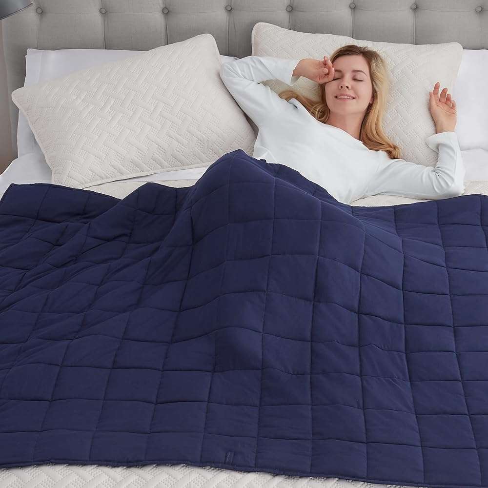 SERTA Zen Rest Wrinkle Resistant Adult Heavy Weighted Throw Blanket Filled with Glass Beads, 10 lbs (48 in x 72 in), Navy - Image 5