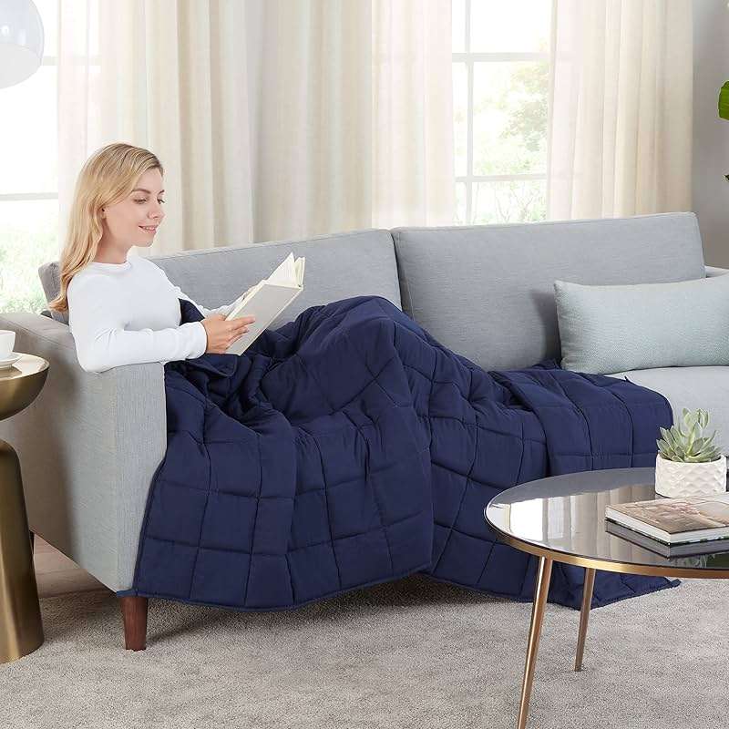 SERTA Zen Rest Wrinkle Resistant Adult Heavy Weighted Throw Blanket Filled with Glass Beads, 10 lbs (48 in x 72 in), Navy - Image 6