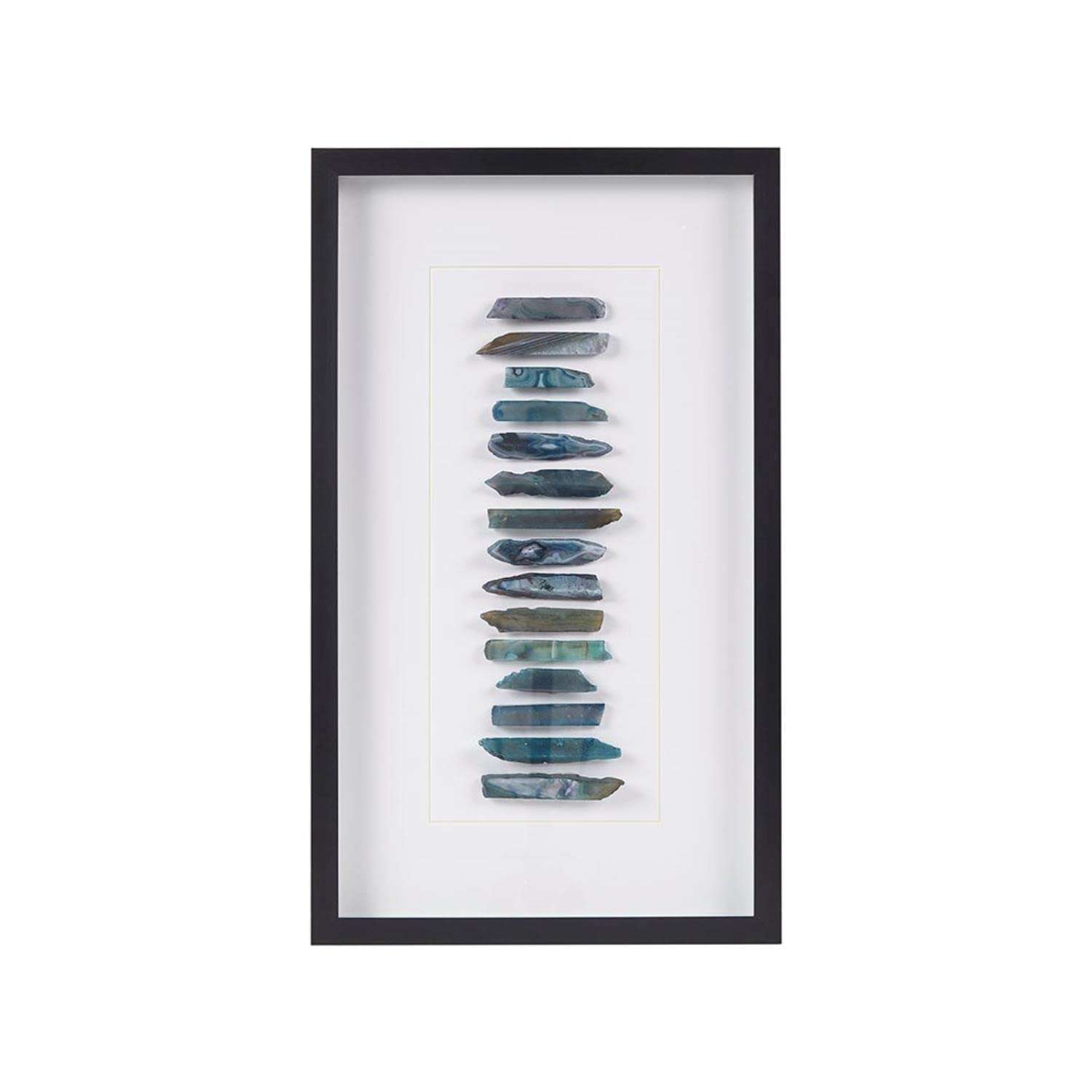 INK+IVY Cerulean Stones Wall Décor Natural Agate, Glass Framed Art for Living Room Entryway Home Accent, Ready to Hang Bedroom Decoration, 13.78" W x 23.62" H, Blue - Image 1