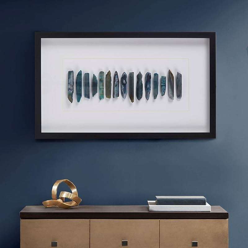 INK+IVY Cerulean Stones Wall Décor Natural Agate, Glass Framed Art for Living Room Entryway Home Accent, Ready to Hang Bedroom Decoration, 13.78" W x 23.62" H, Blue - Image 2