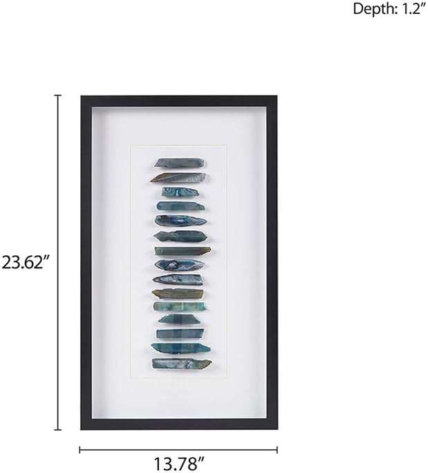 INK+IVY Cerulean Stones Wall Décor Natural Agate, Glass Framed Art for Living Room Entryway Home Accent, Ready to Hang Bedroom Decoration, 13.78" W x 23.62" H, Blue - Image 3