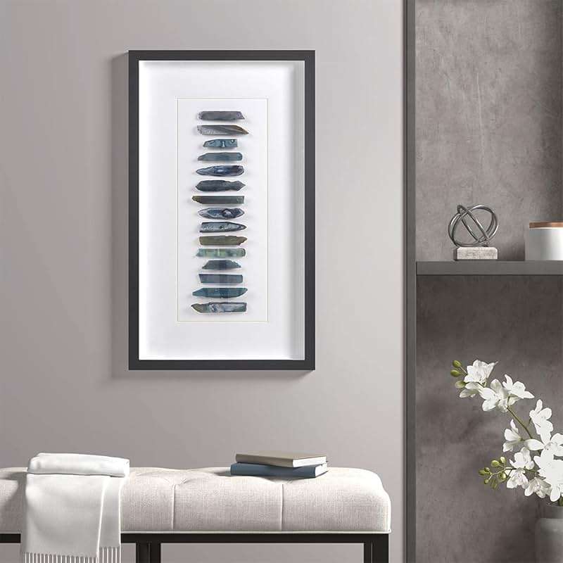 INK+IVY Cerulean Stones Wall Décor Natural Agate, Glass Framed Art for Living Room Entryway Home Accent, Ready to Hang Bedroom Decoration, 13.78" W x 23.62" H, Blue - Image 5