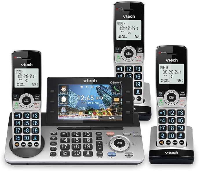 VTech IS8251-3 Business Grade 3-Handset Expandable Cordless Phone for Home Office, 5" Color Display, Programmable Short Cut Keys, Smart Call Blocking, Answering System,Bluetooth Connect to Cell - Image 1