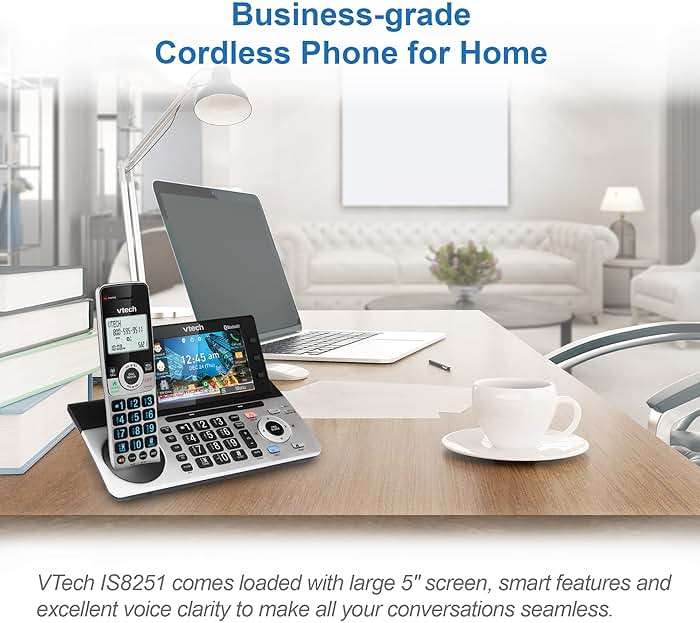 VTech IS8251-3 Business Grade 3-Handset Expandable Cordless Phone for Home Office, 5" Color Display, Programmable Short Cut Keys, Smart Call Blocking, Answering System,Bluetooth Connect to Cell - Image 2