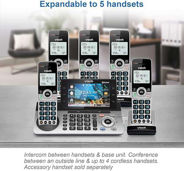 VTech IS8251-3 Business Grade 3-Handset Expandable Cordless Phone for Home Office, 5" Color Display, Programmable Short Cut Keys, Smart Call Blocking, Answering System,Bluetooth Connect to Cell - Image 14
