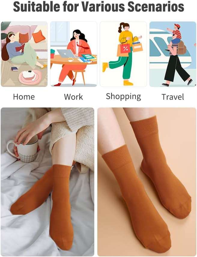 FGZ Women Thin Cotton Socks Soft Cozy Socks Cute Ankle Crew Socks 5 Pairs - Image 4