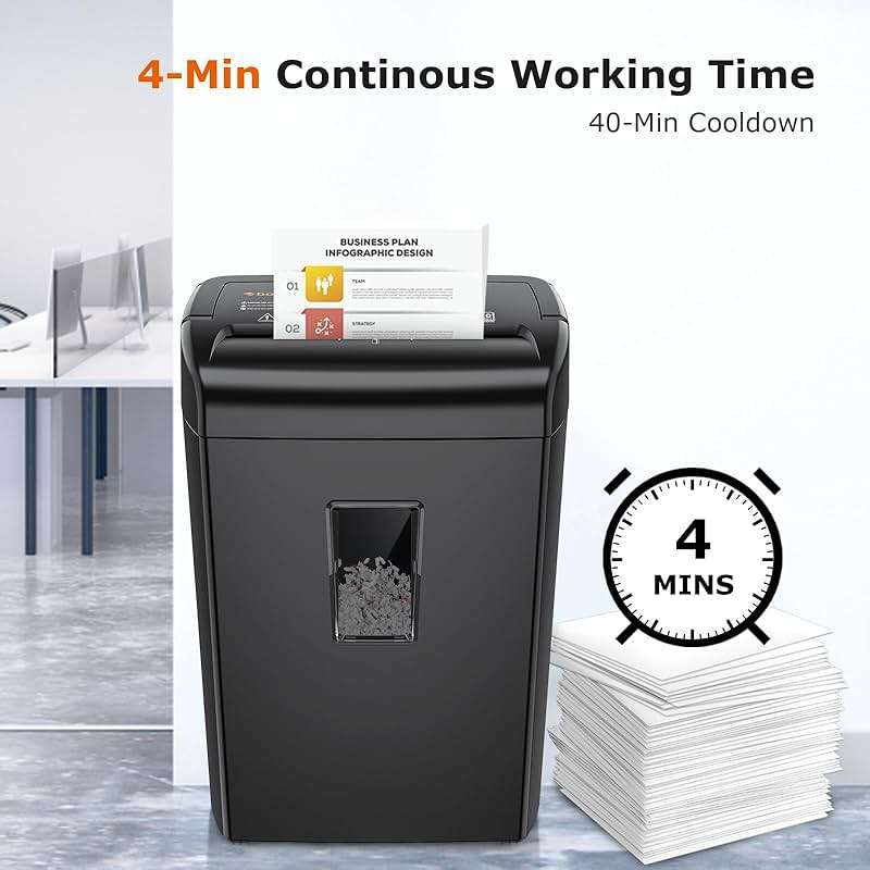 Bonsaii 10-Sheet Cross Cut Paper Shredder, 5.5 Gal Home Office Heavy Duty Shredder for Credit Card, Staple, Clip with Transparent Window(C209-D) - Image 2
