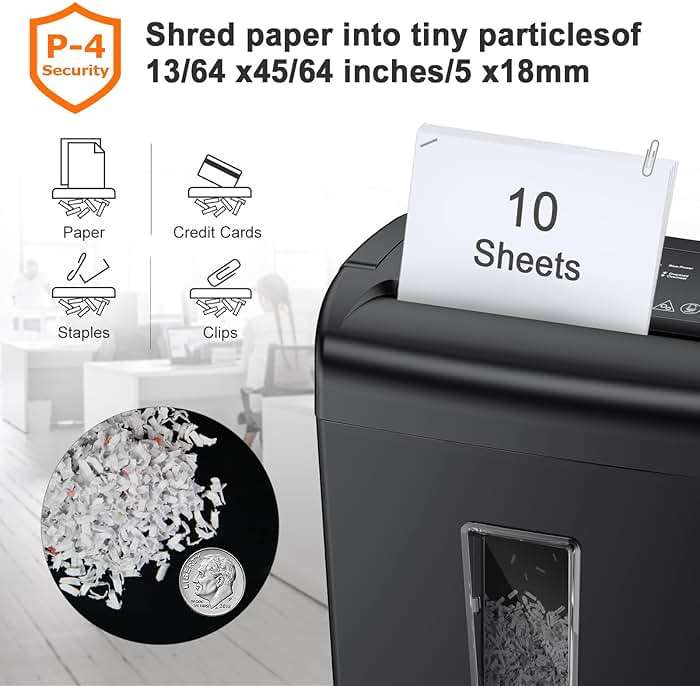 Bonsaii 10-Sheet Cross Cut Paper Shredder, 5.5 Gal Home Office Heavy Duty Shredder for Credit Card, Staple, Clip with Transparent Window(C209-D) - Image 3