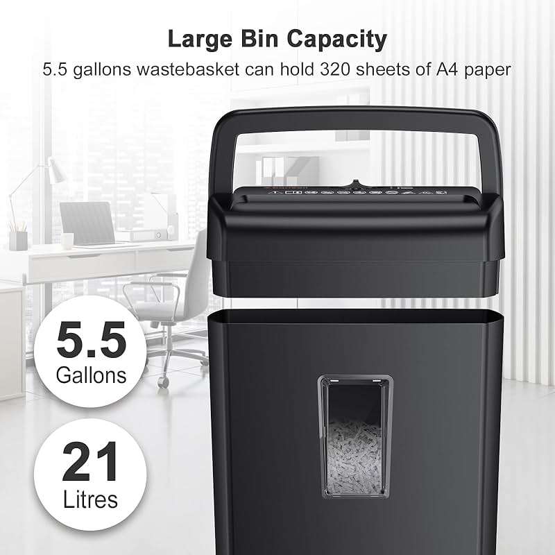 Bonsaii 10-Sheet Cross Cut Paper Shredder, 5.5 Gal Home Office Heavy Duty Shredder for Credit Card, Staple, Clip with Transparent Window(C209-D) - Image 4
