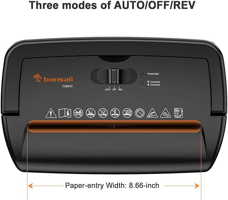 Bonsaii 10-Sheet Cross Cut Paper Shredder, 5.5 Gal Home Office Heavy Duty Shredder for Credit Card, Staple, Clip with Transparent Window(C209-D) - Image 5