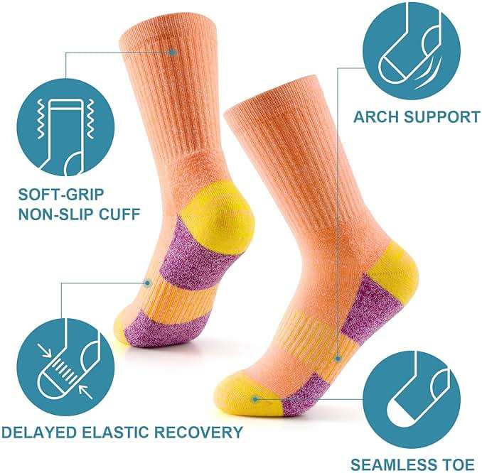 Gonii Women Socks Hiking Running Thick Cushion Athletic Crew Socks 5-Pair - Image 2