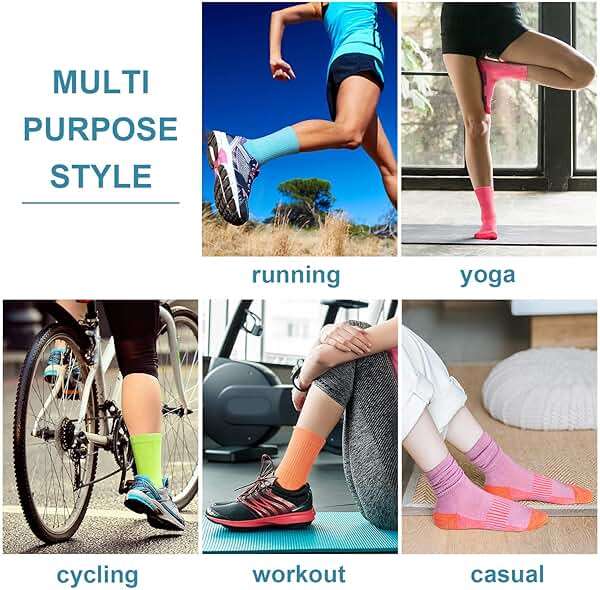 Gonii Women Socks Hiking Running Thick Cushion Athletic Crew Socks 5-Pair - Image 6