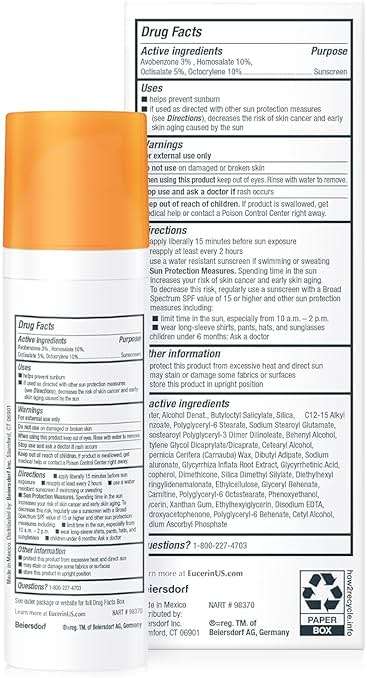 Eucerin Sun Age Defense SPF 50 Face Sunscreen Lotion with Hyaluronic Acid, Hypoallergenic, Non-Comedogenic Sunscreen SPF 50 Free of Fragrance, Oxybenzone and Octinoxate, 2.5 Fl Oz Bottle - Image 14