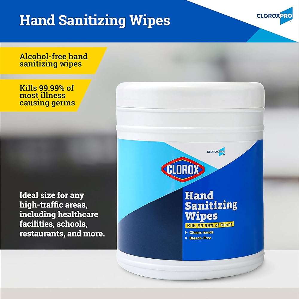 Clorox Pro Alcohol Free Hand Sanitizer Wipes with BZK, Gentle Bleach-Free Sanitizing Wipes for Hands - 0.13% BZK Formula, FDA Registered, Resealable Bulk Canister, 270 Count - Image 2