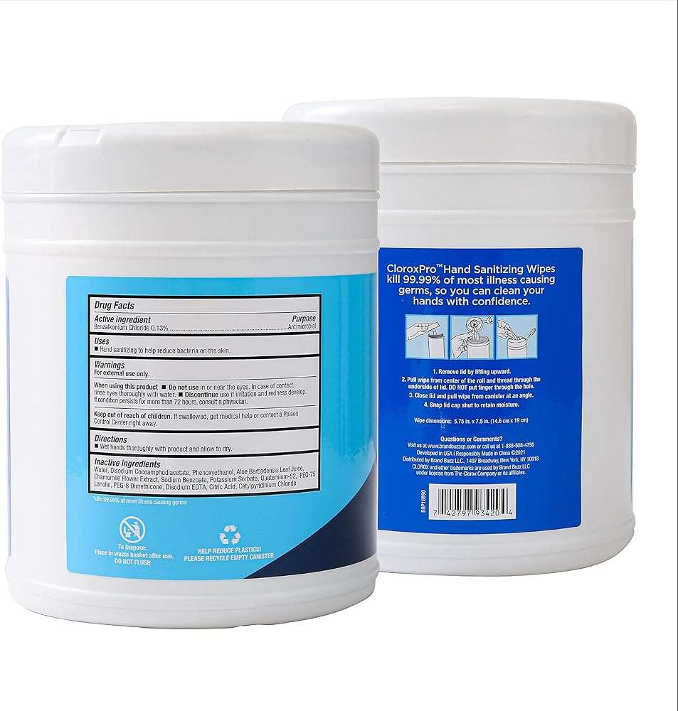Clorox Pro Alcohol Free Hand Sanitizer Wipes with BZK, Gentle Bleach-Free Sanitizing Wipes for Hands - 0.13% BZK Formula, FDA Registered, Resealable Bulk Canister, 270 Count - Image 4