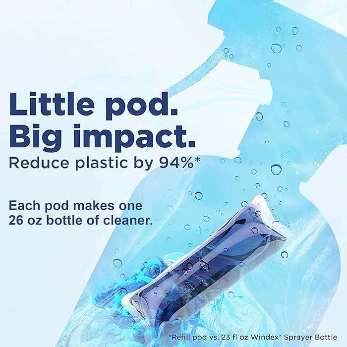 Windex Dissolve Concentrated Pods, Glass Cleaner Starter Kit contains 1 Reusable Bottle, 3 Concentrated Dissolvable Pod - Image 2