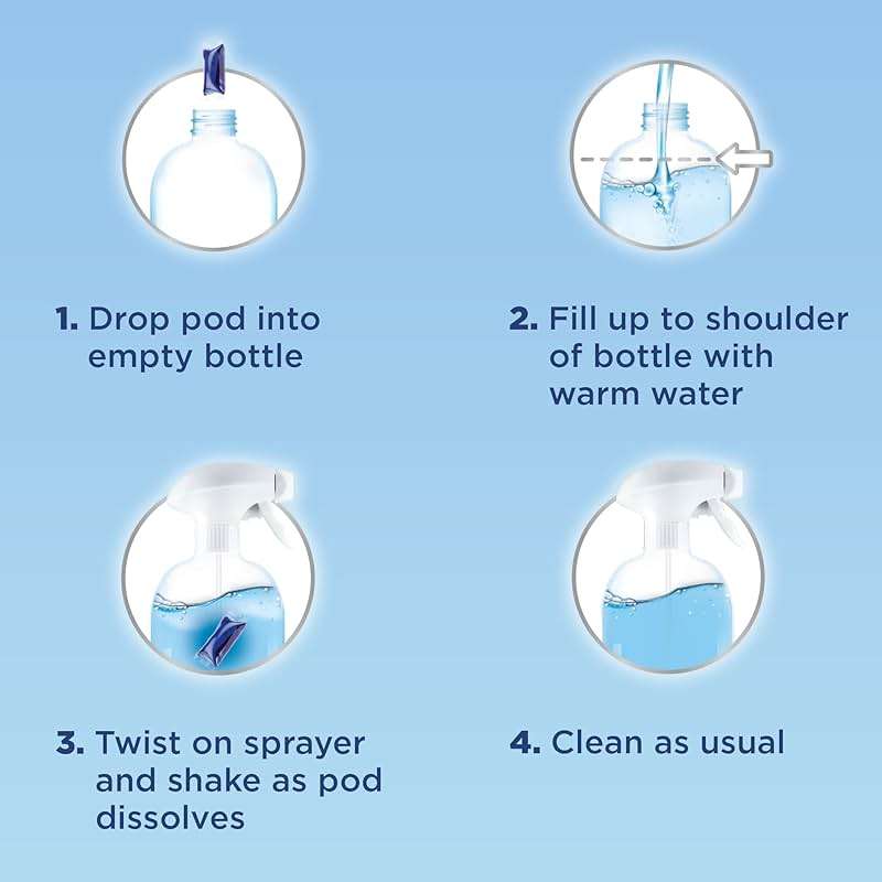 Windex Dissolve Concentrated Pods, Glass Cleaner Starter Kit contains 1 Reusable Bottle, 3 Concentrated Dissolvable Pod - Image 4