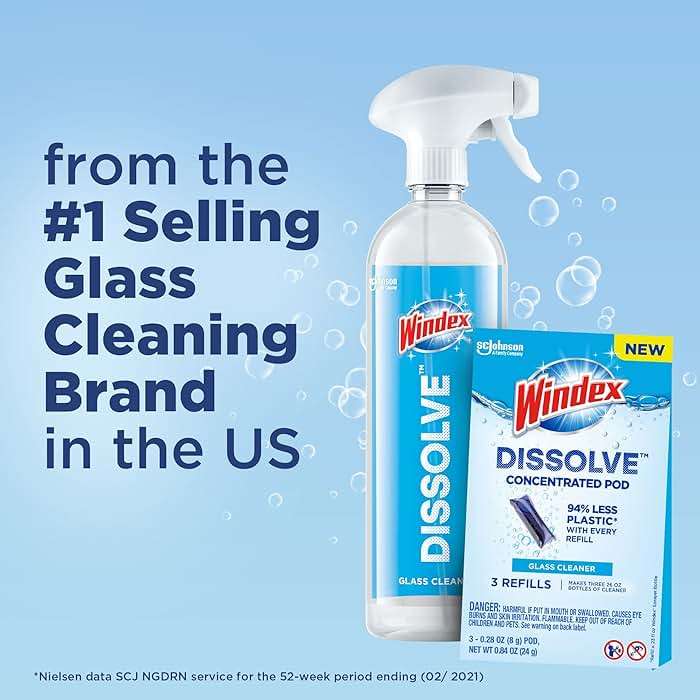 Windex Dissolve Concentrated Pods, Glass Cleaner Starter Kit contains 1 Reusable Bottle, 3 Concentrated Dissolvable Pod - Image 9