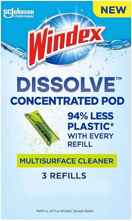 Windex Dissolve Concentrated Pods, Multisurface Cleaner, 3 Concentrated Dissolvable Refill Pods - Image 1