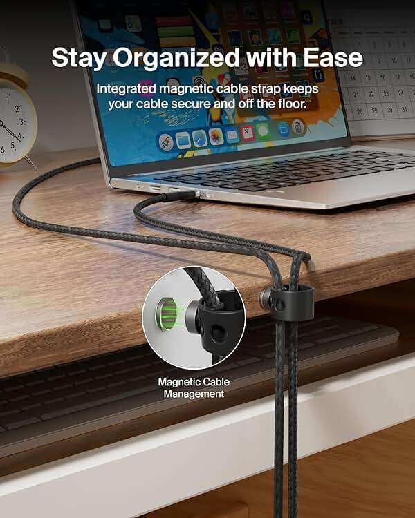 Belkin BoostCharge Pro Flex Braided USB-C to USB-A (2M/6.6ft) Fast Charging Cable USB-IF Certified for iPhone 17, iPhone 17 Pro, iPad Pro, Galaxy S25, S24, Pixel, Nintendo Switch 2 & More - Black - Image 4