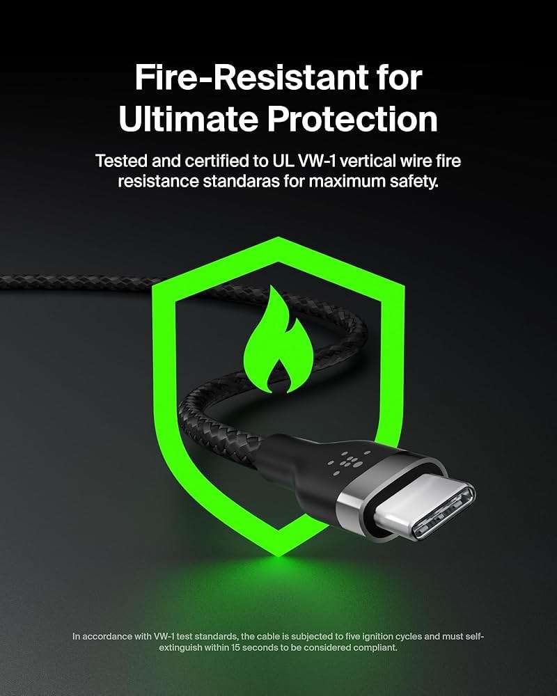 Belkin BoostCharge Pro Flex Braided USB-C to USB-A (2M/6.6ft) Fast Charging Cable USB-IF Certified for iPhone 17, iPhone 17 Pro, iPad Pro, Galaxy S25, S24, Pixel, Nintendo Switch 2 & More - Black - Image 8