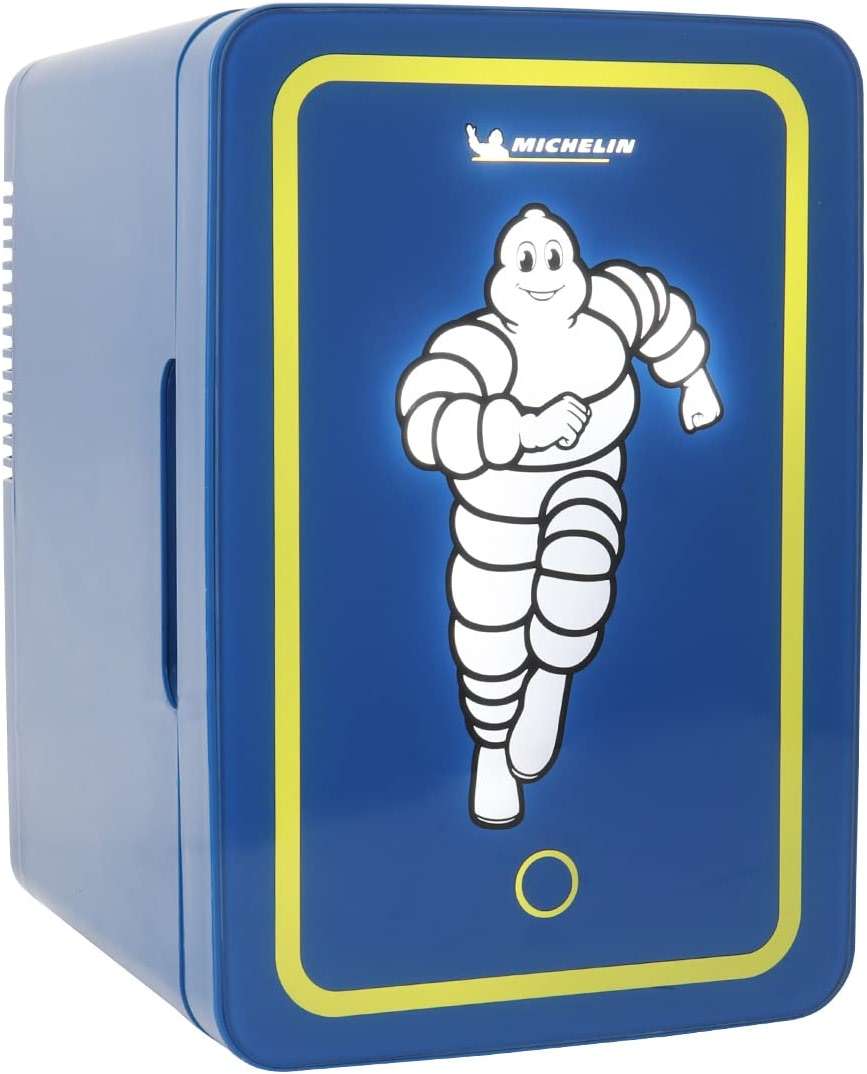 Koolatron MICHELIN Portable Mini Fridge for Bedroom Skincare Cosmatic Office Portable Small Refrigerator 6 Can Mini Refrigerator Compact Fridge Dorm Fridge Small Fridge Travel Cooler 12V AC Blue - Image 1