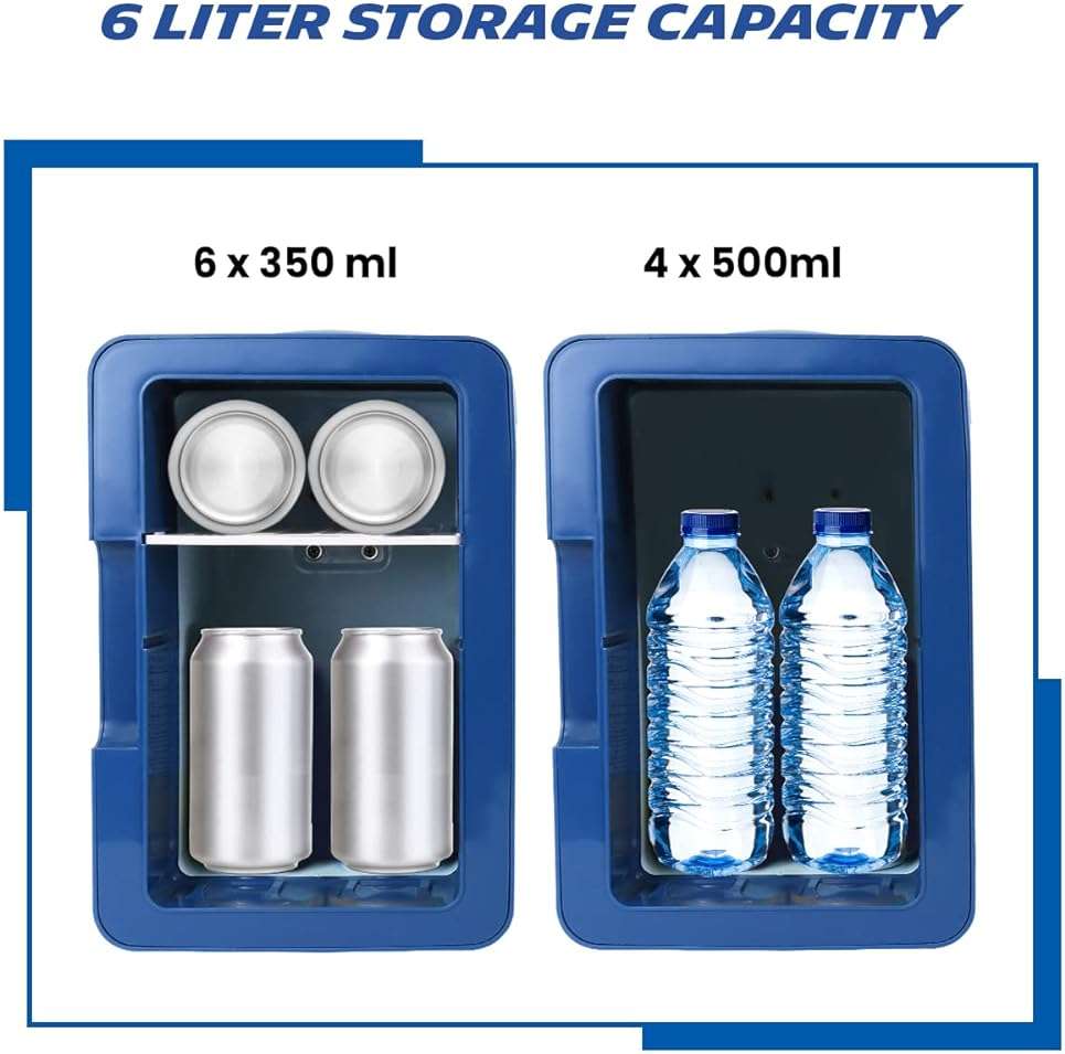 Koolatron MICHELIN Portable Mini Fridge for Bedroom Skincare Cosmatic Office Portable Small Refrigerator 6 Can Mini Refrigerator Compact Fridge Dorm Fridge Small Fridge Travel Cooler 12V AC Blue - Image 6