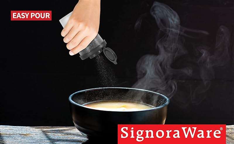 SIGNORAWARE Salt and Pepper Shakers Moisture Proof Set of 2 Large Salt Shaker to go Camping Picnic Outdoors Kitchen Lunch Boxes Travel Spice Set Clear with Black Lids Plastic Airtight Dispenser - Image 4