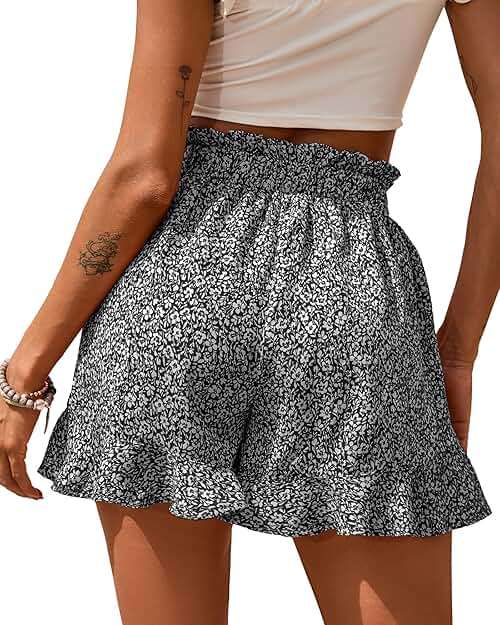 BTFBM Shorts for Women Spring Summer 2026 Beach Vacation Clothes Boho Floral Belted Casual Ruffle Short Pants Pocket Outfits - Image 2
