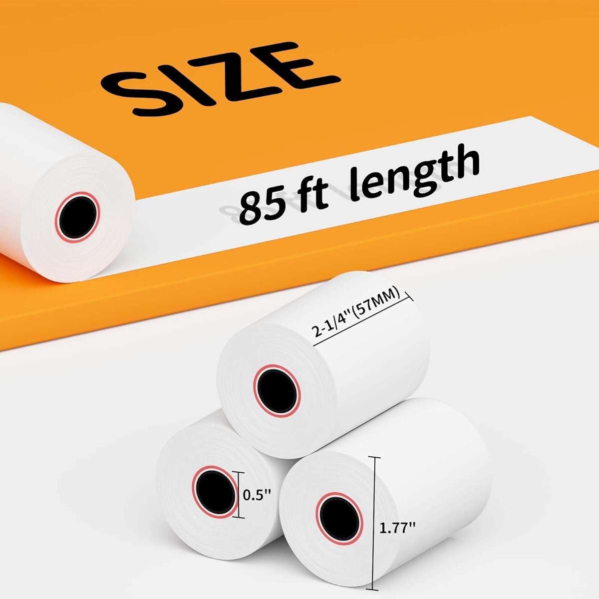 MBLABEL 2 1/4''x 85' Thermal Receipt Paper Rolls, POS Cash Register Paper Roll (5 Rolls) - Image 2
