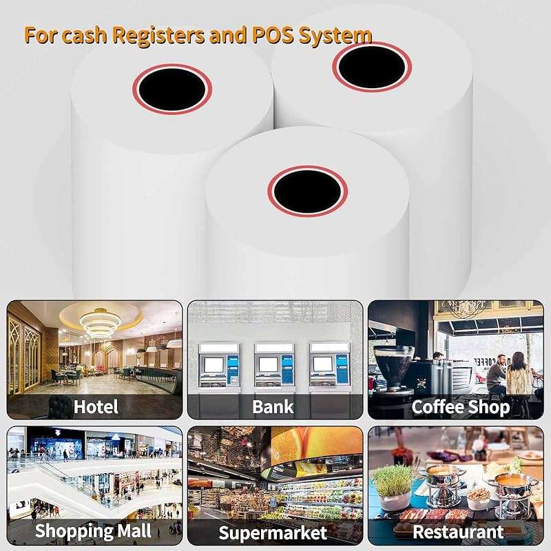 MBLABEL 2 1/4''x 85' Thermal Receipt Paper Rolls, POS Cash Register Paper Roll (5 Rolls) - Image 6