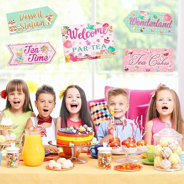 20 Pieces Floral Tea Party Sign Decorations Directional Cardboard Yard Signs for Outdoor Lawn Arrow for Tea Party Bridal Shower - Image 2
