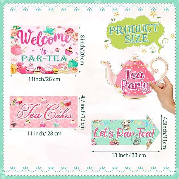 20 Pieces Floral Tea Party Sign Decorations Directional Cardboard Yard Signs for Outdoor Lawn Arrow for Tea Party Bridal Shower - Image 3