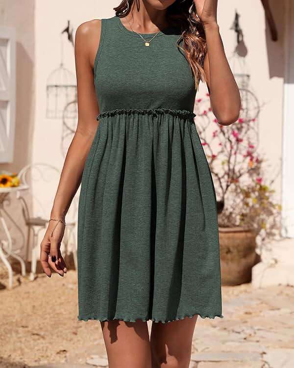BTFBM Summer Dresses for Women 2026 Spring Clothes Sleeveless Crewneck Beach Vacation Outfits Mini Flowy Sun Dress - Image 3