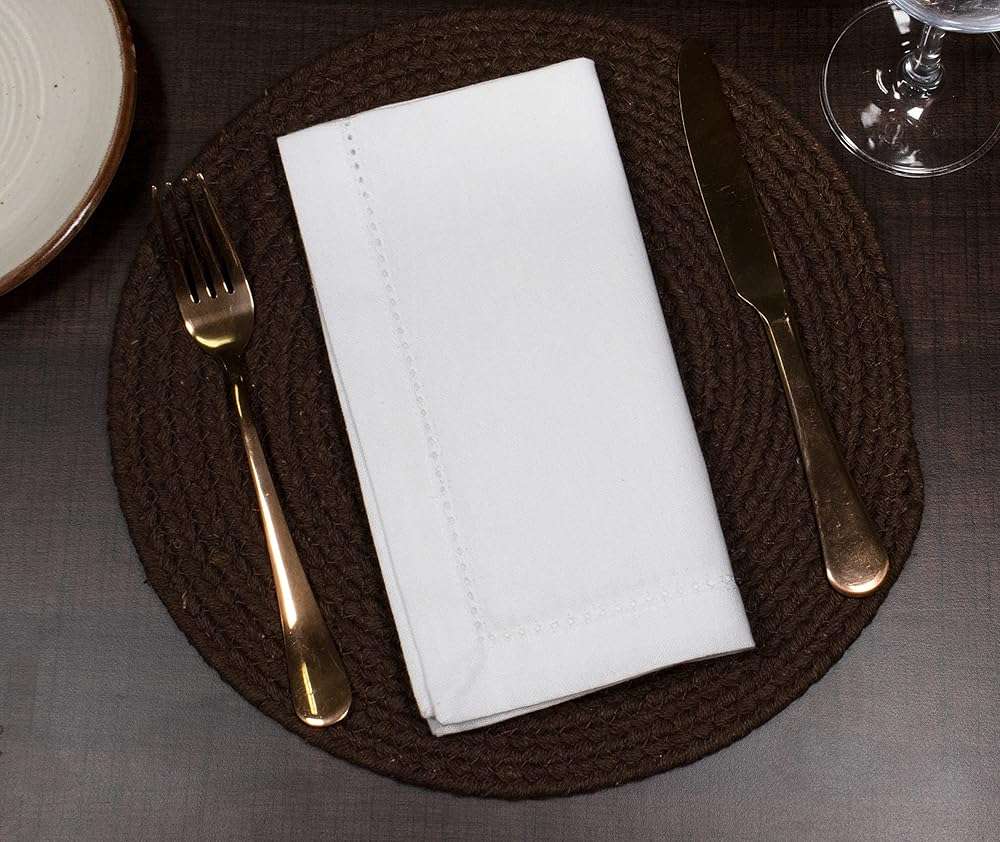 PurpleEssences Set of 12 Hemstitch Cloth Dinner Napkins 100% Cotton - Soft Durable Washable - Ideal for Wedding Spring Easter Summer - Perfect Everyday Use Table Linen 18x18 - White - Image 5