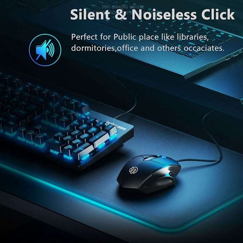 Censprin USB Computer Mouse Wired, Silent Click Corded Mouse 3-Button Wired Optical Mouse, Office and Home Mice, Ergonomic Shape for Windows Computers, Macs, iPad, PC and Laptops - Image 5