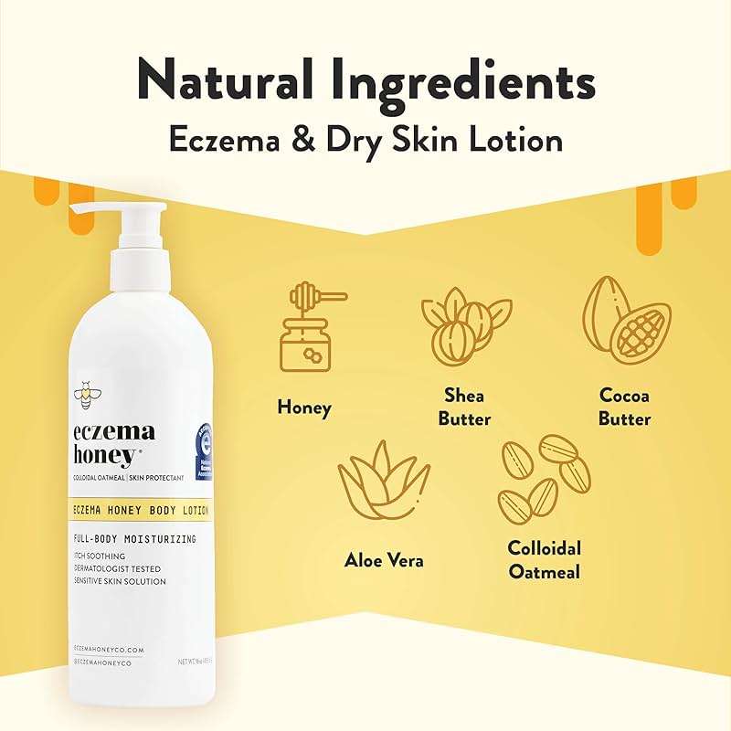 ECZEMA HONEY Oatmeal Body Lotion - Hand & Body Cream for Eczema Relief - Natural Dry Skin Repair (16 Oz) - Image 2